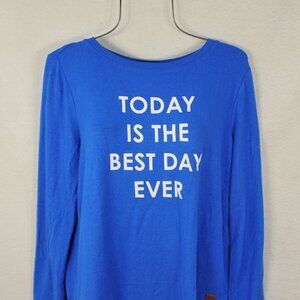 Peace Love World Women's Shirt S Blue Y2K Today Is The Best Day Top Blouse